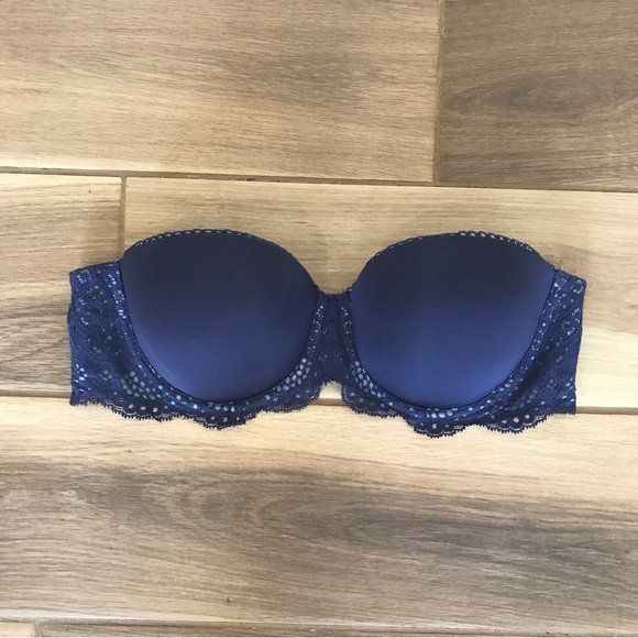 strapless navy blue bra